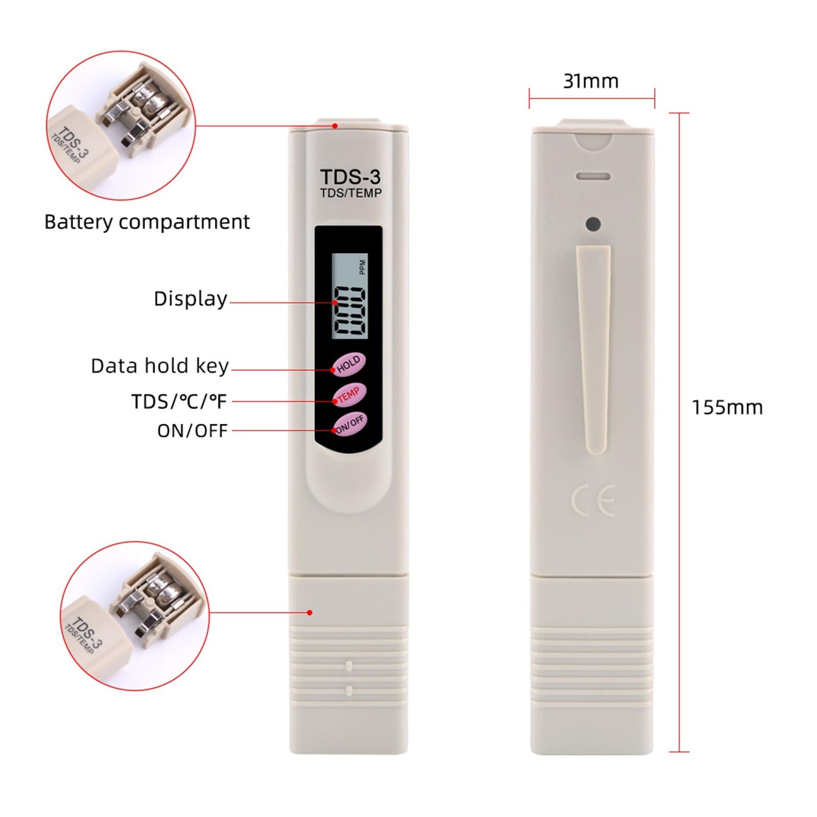 Amazon.co.jp: 水道水水質検査キット ポータブルデジタル TDS メーター
